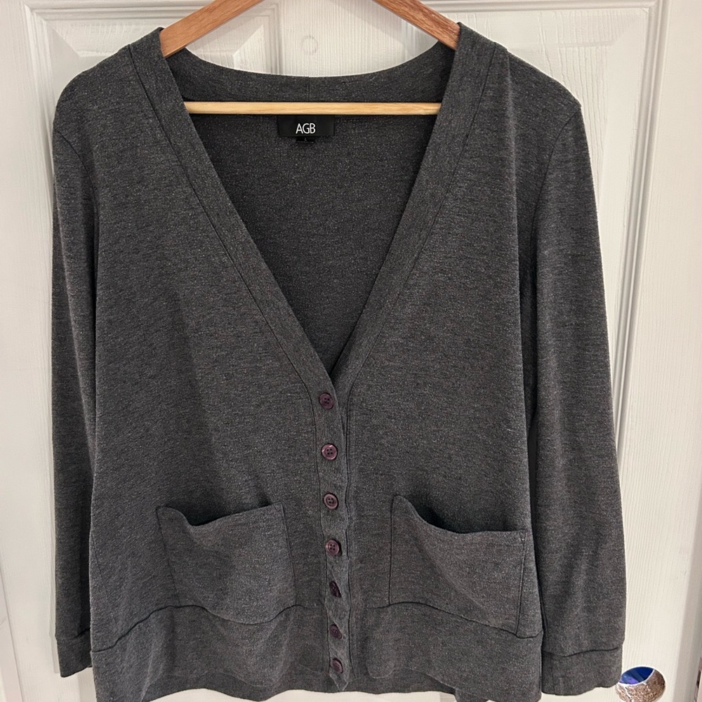 AGB Charcoal Cardigan with Button Detail